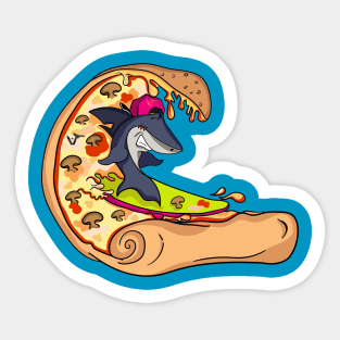 Surfing pizza Sticker